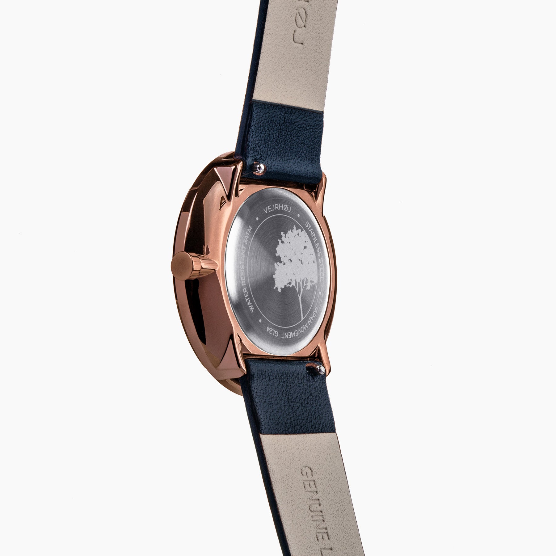 ARCTIC blue The backside of a men's designer watch and its engraving