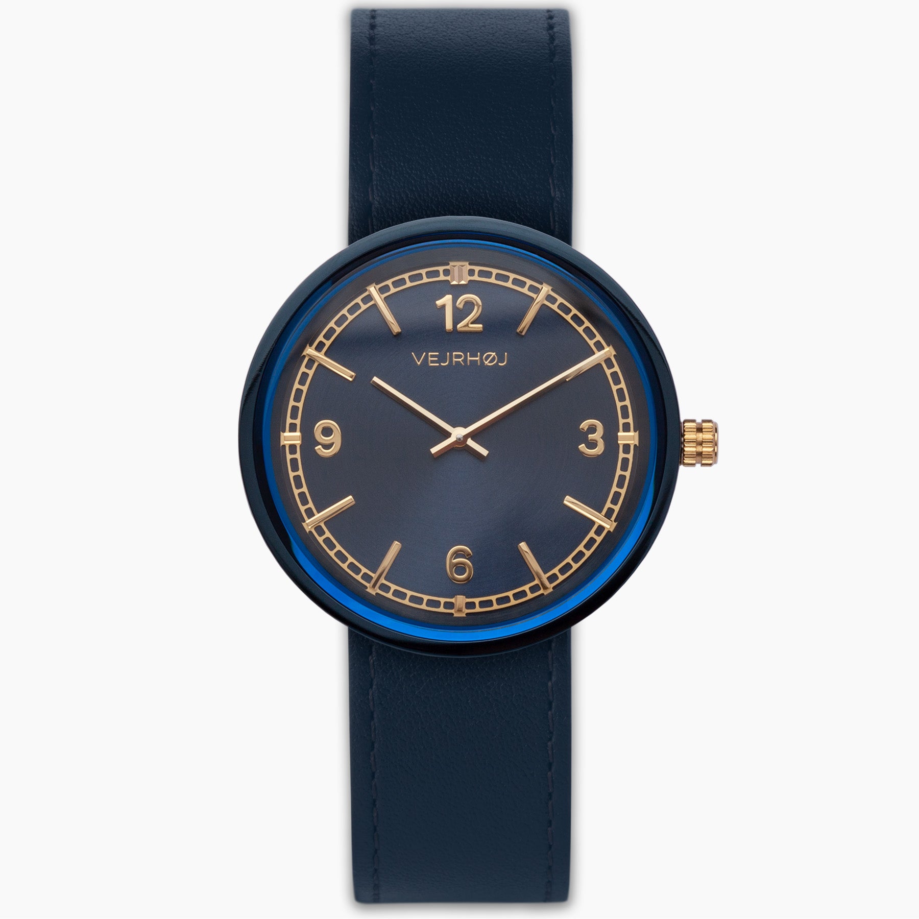 Men's watch NORDIC blue VEJRHØJ in bright blue and gold