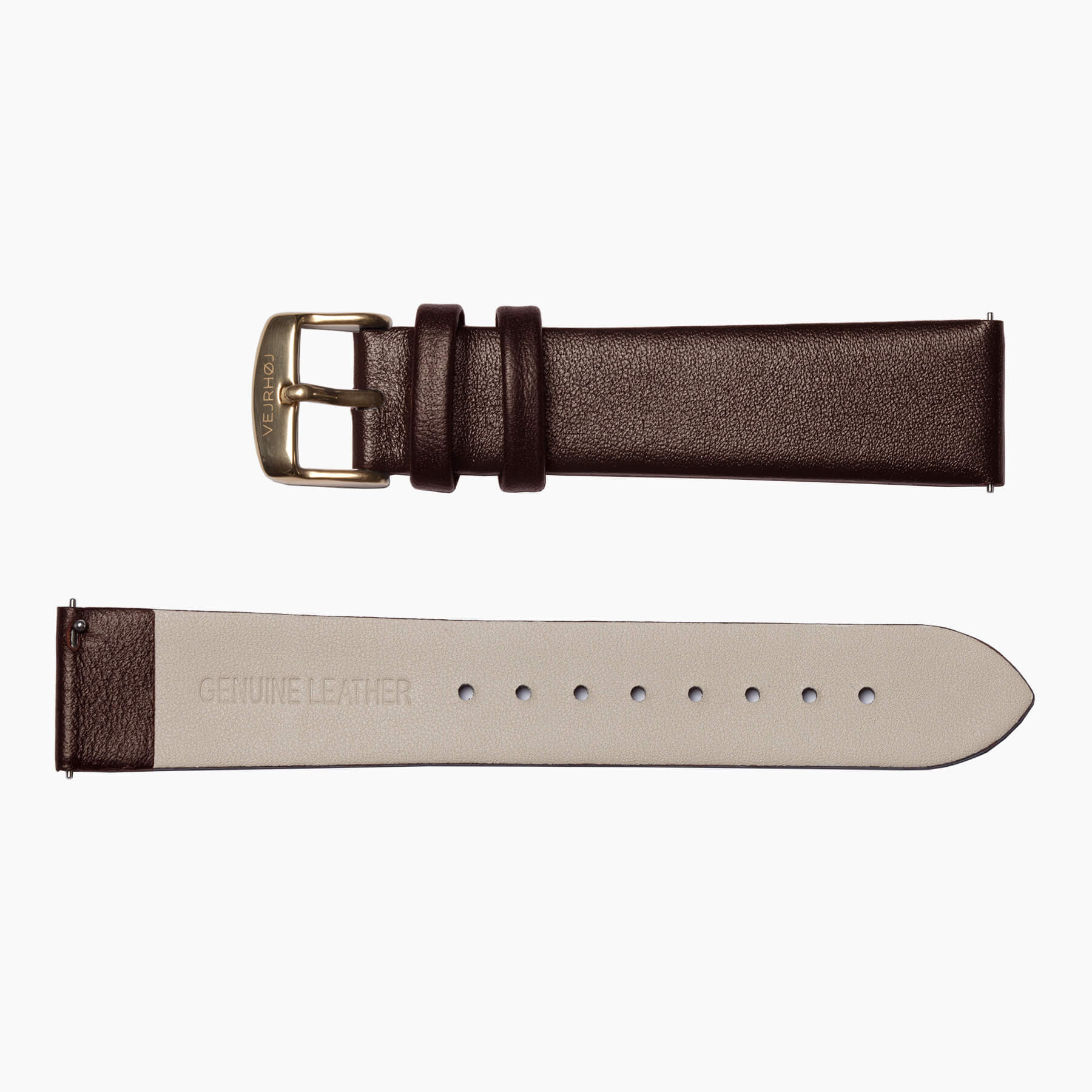 Brown strap with gold buckle