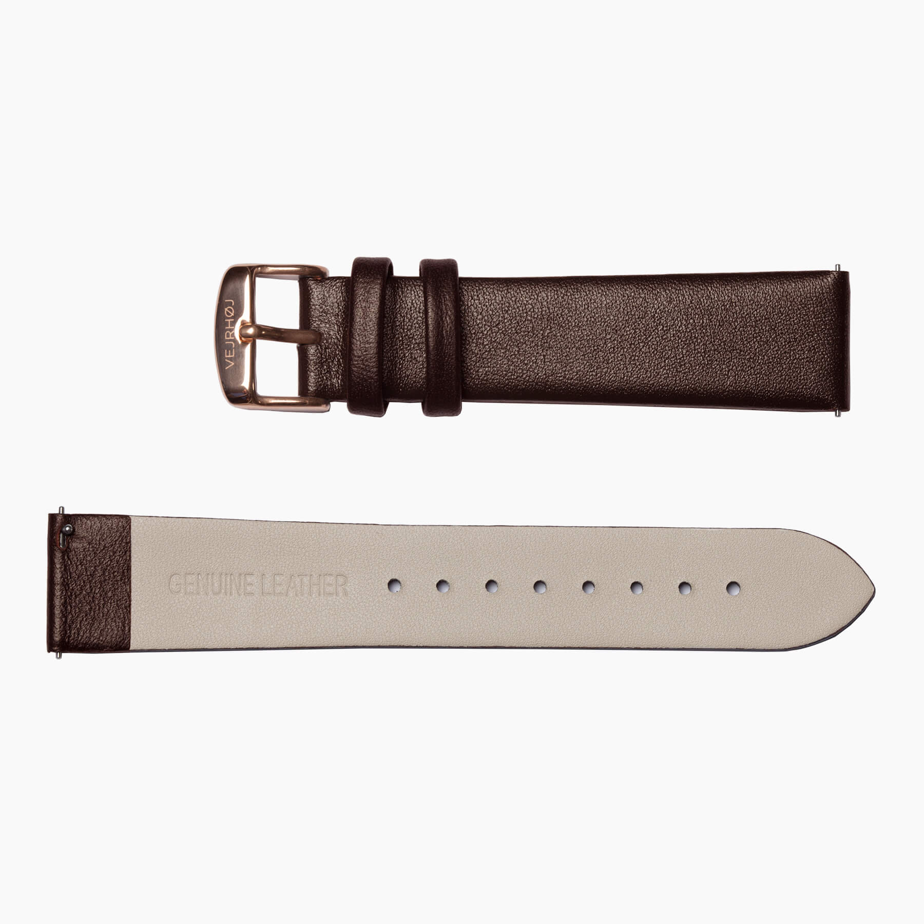 Brown strap with rose gold buckle