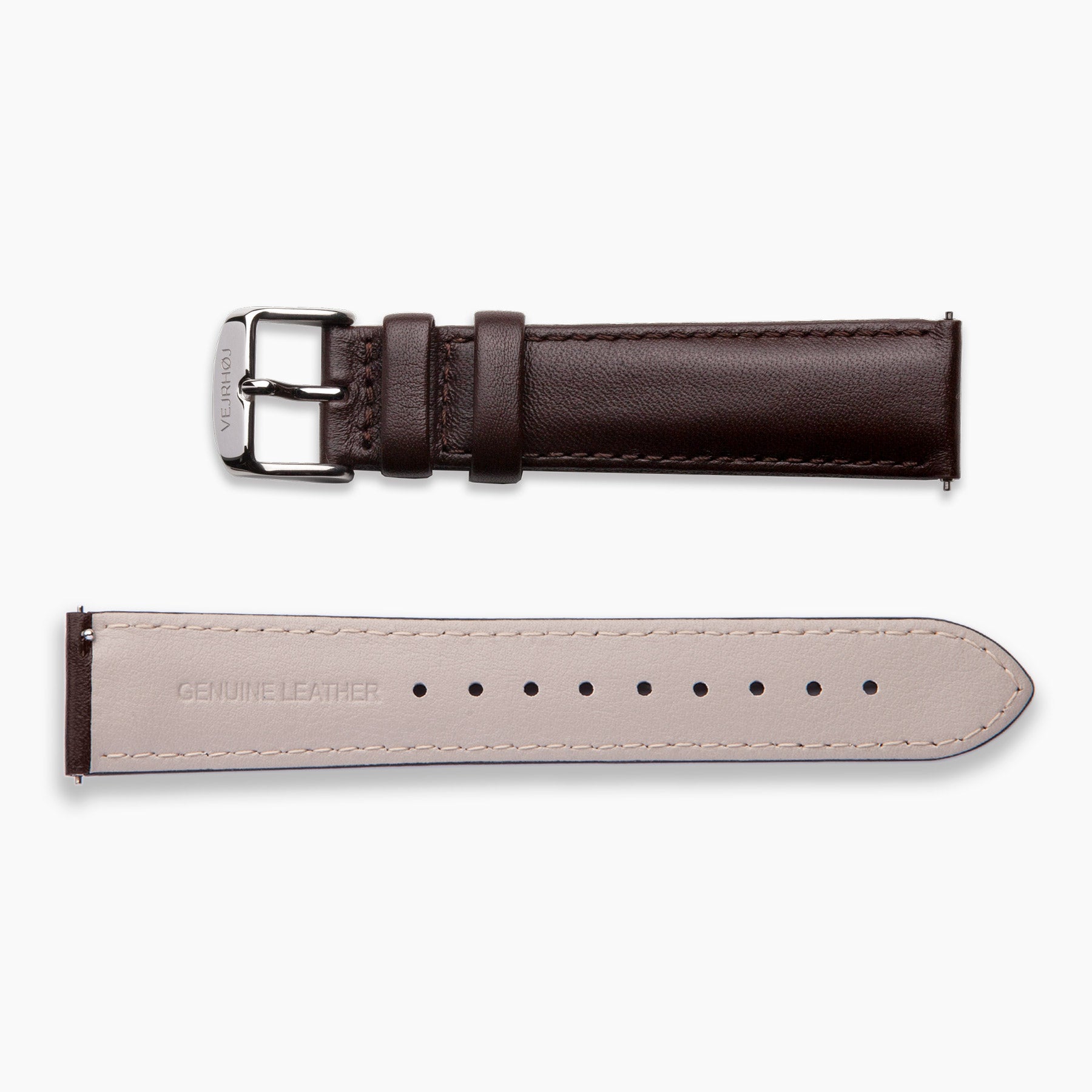 Dark brown strap with silver buckle