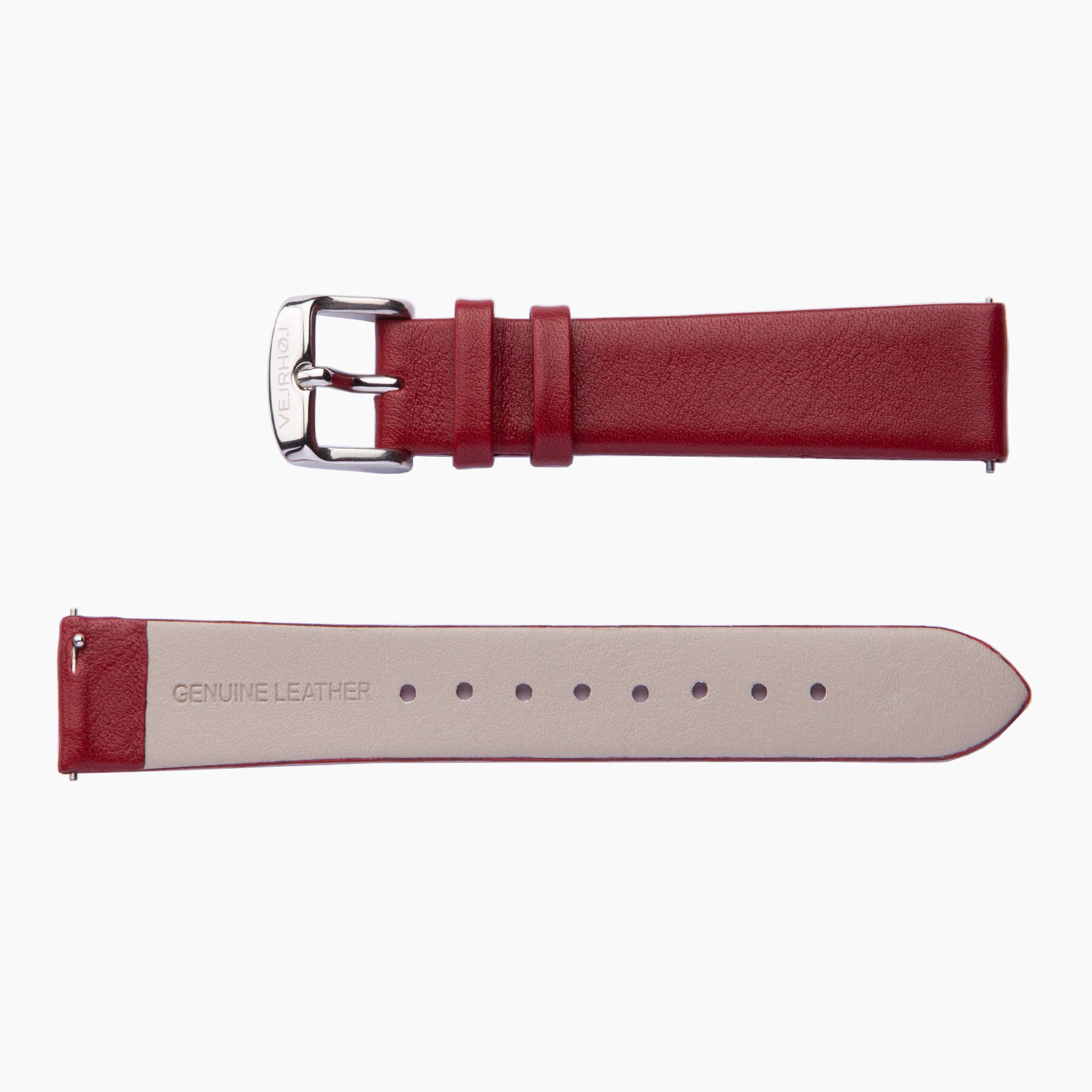 Red strap with steel buckle