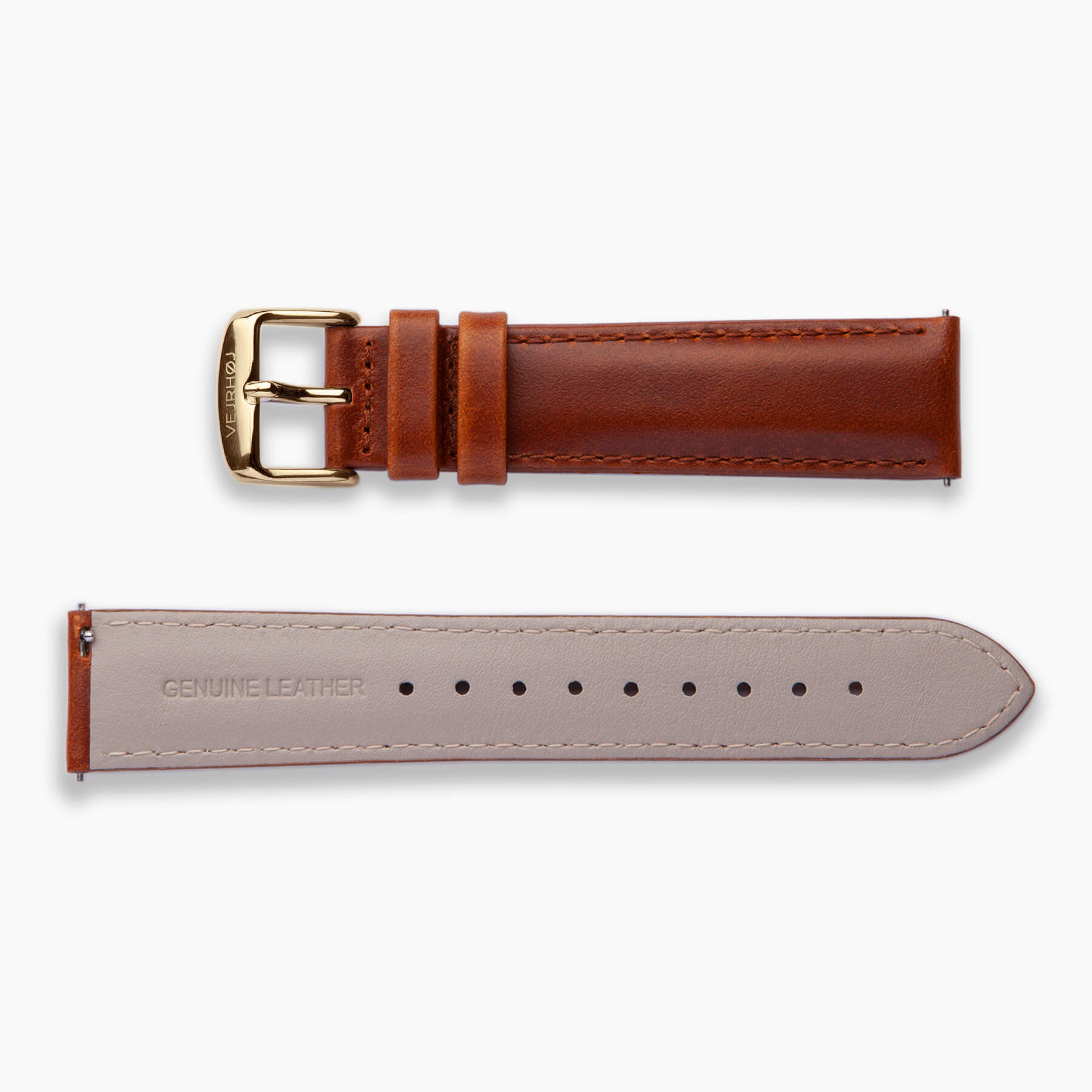 Caramel coloured strap with gold buckle