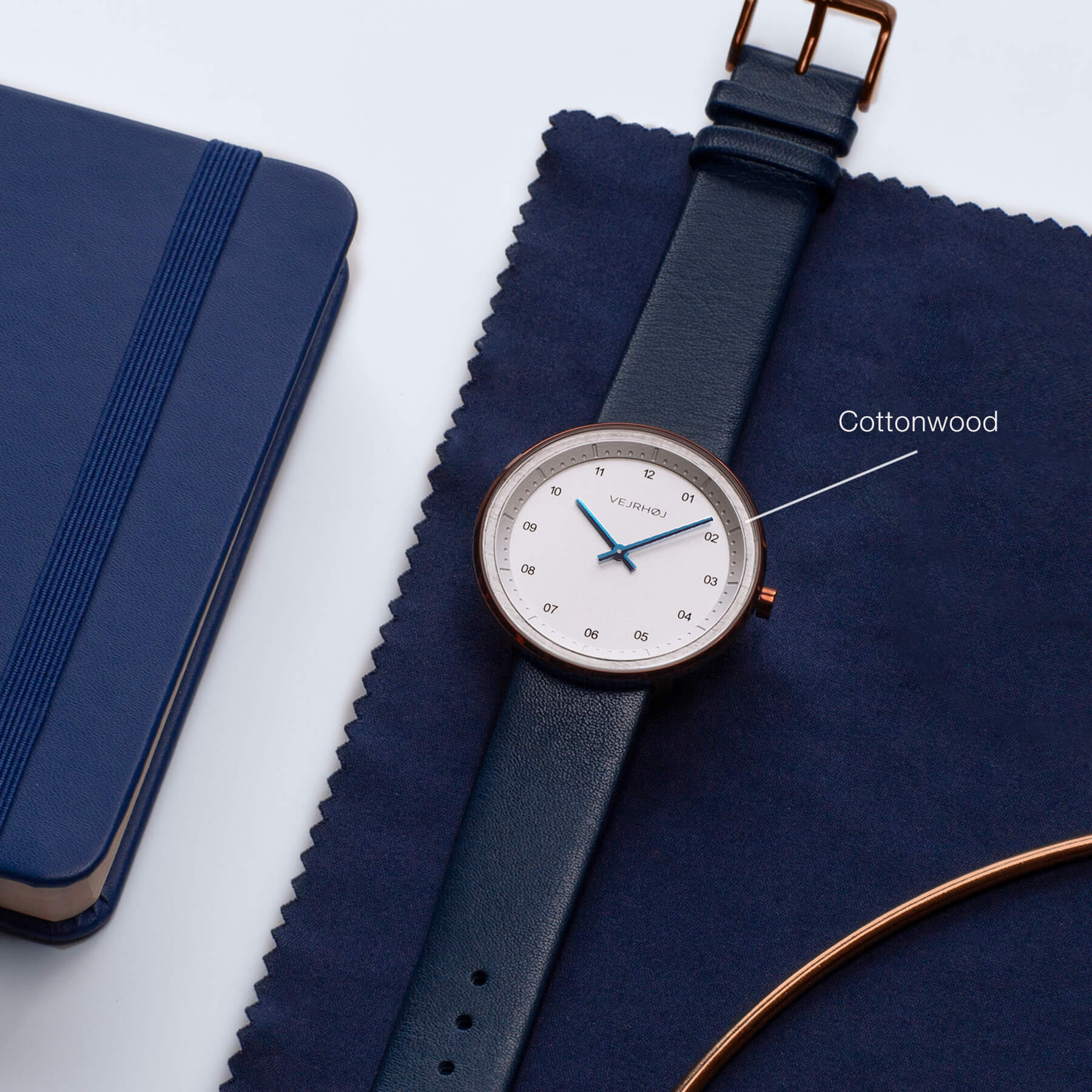 ARCTIC Men's watch, white dial with blue hands by  VEJRHØJ