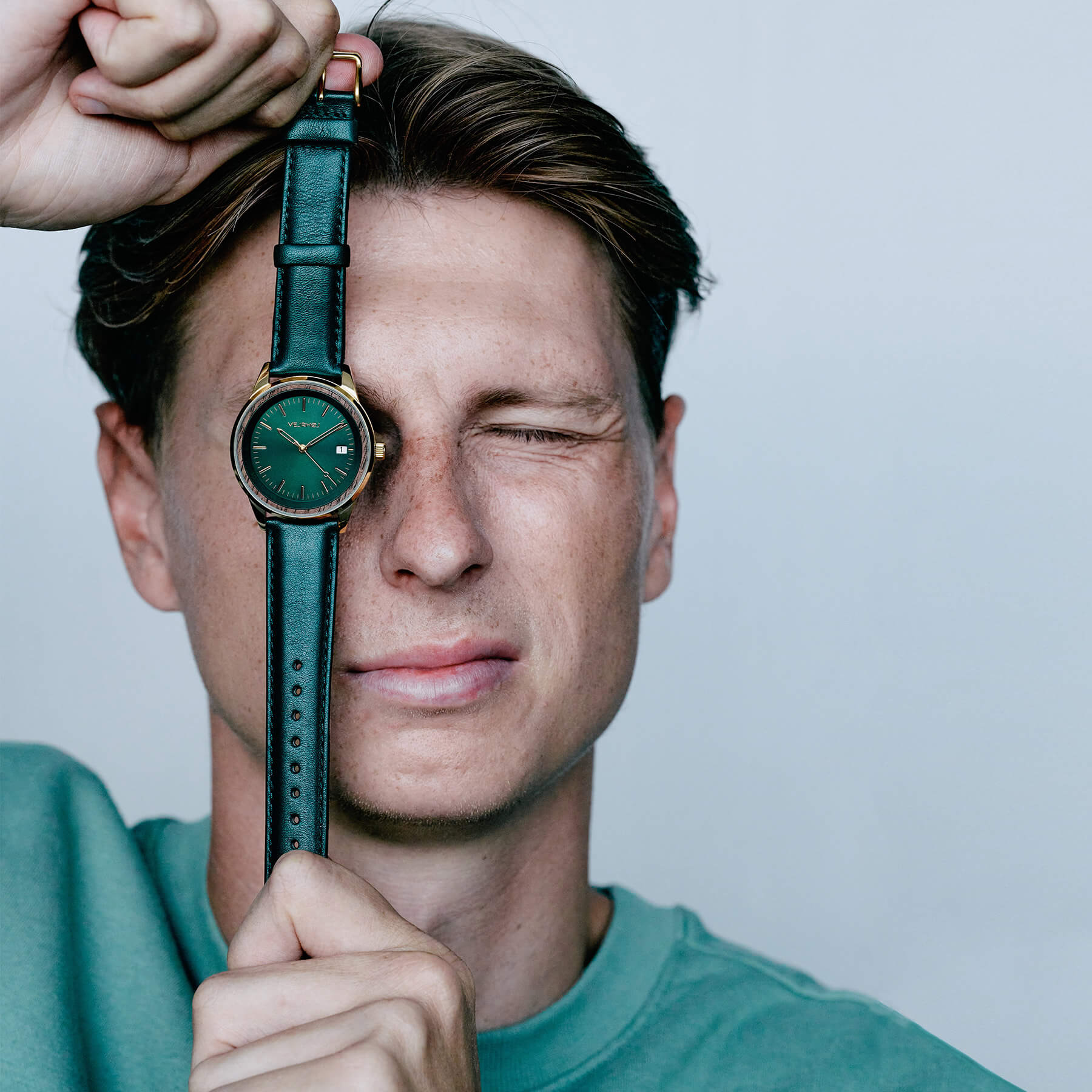 football player kasper junker with green automatic watch from vejrhøj
