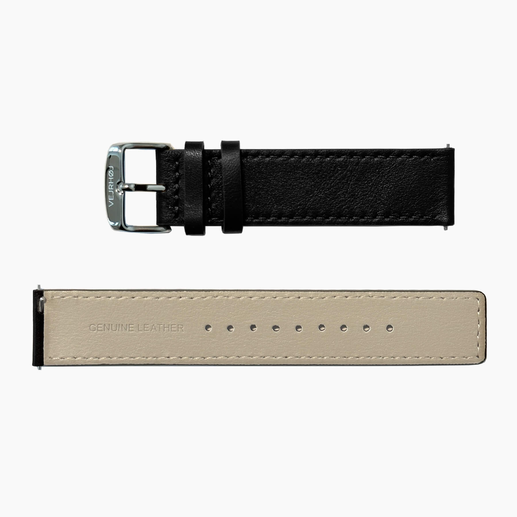 Black strap with silver buckle
