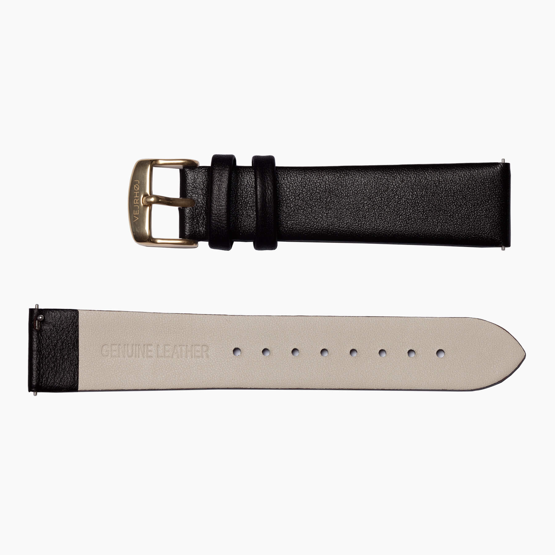 Black strap with gold buckle