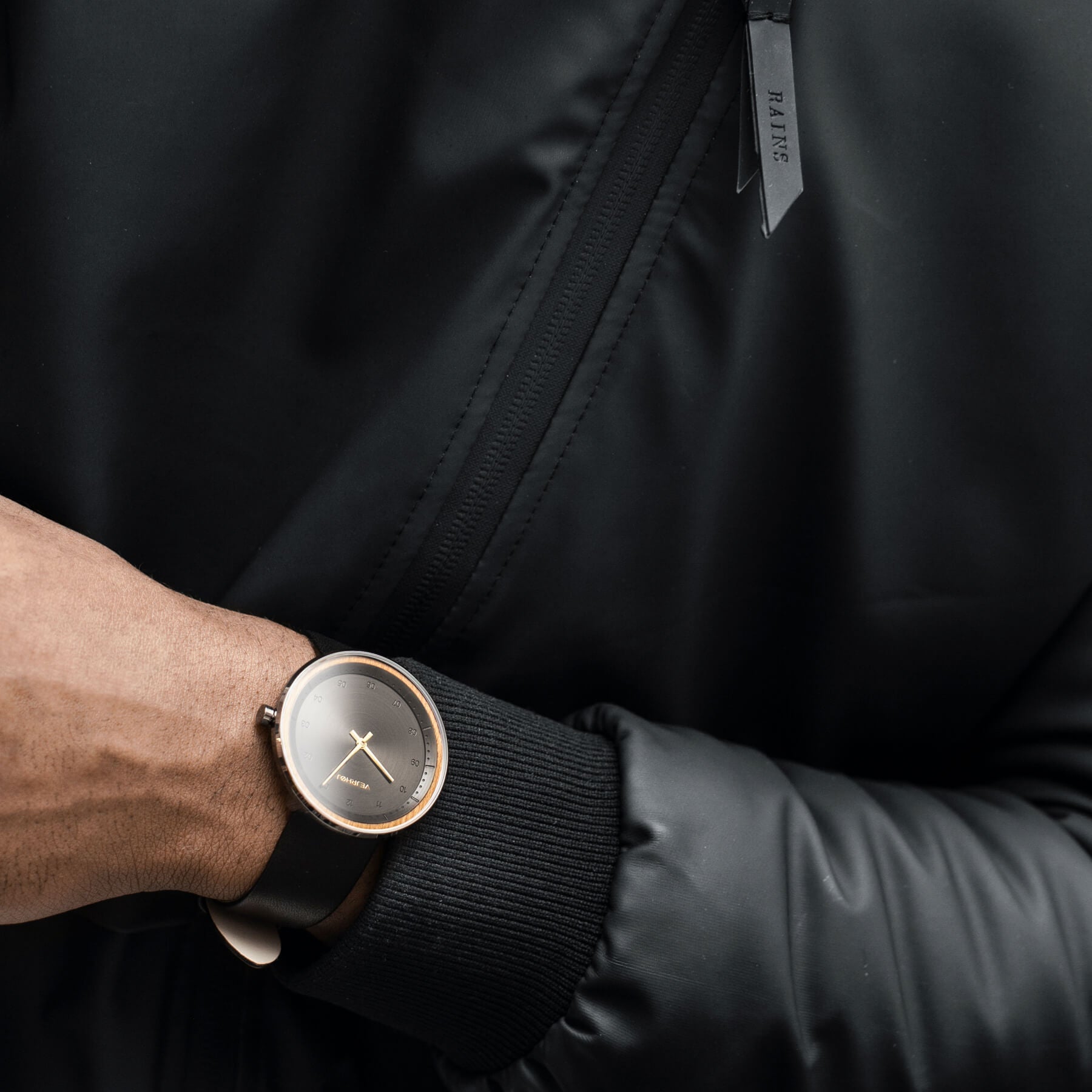 Black and gold wood watch VEJRHØJ 
