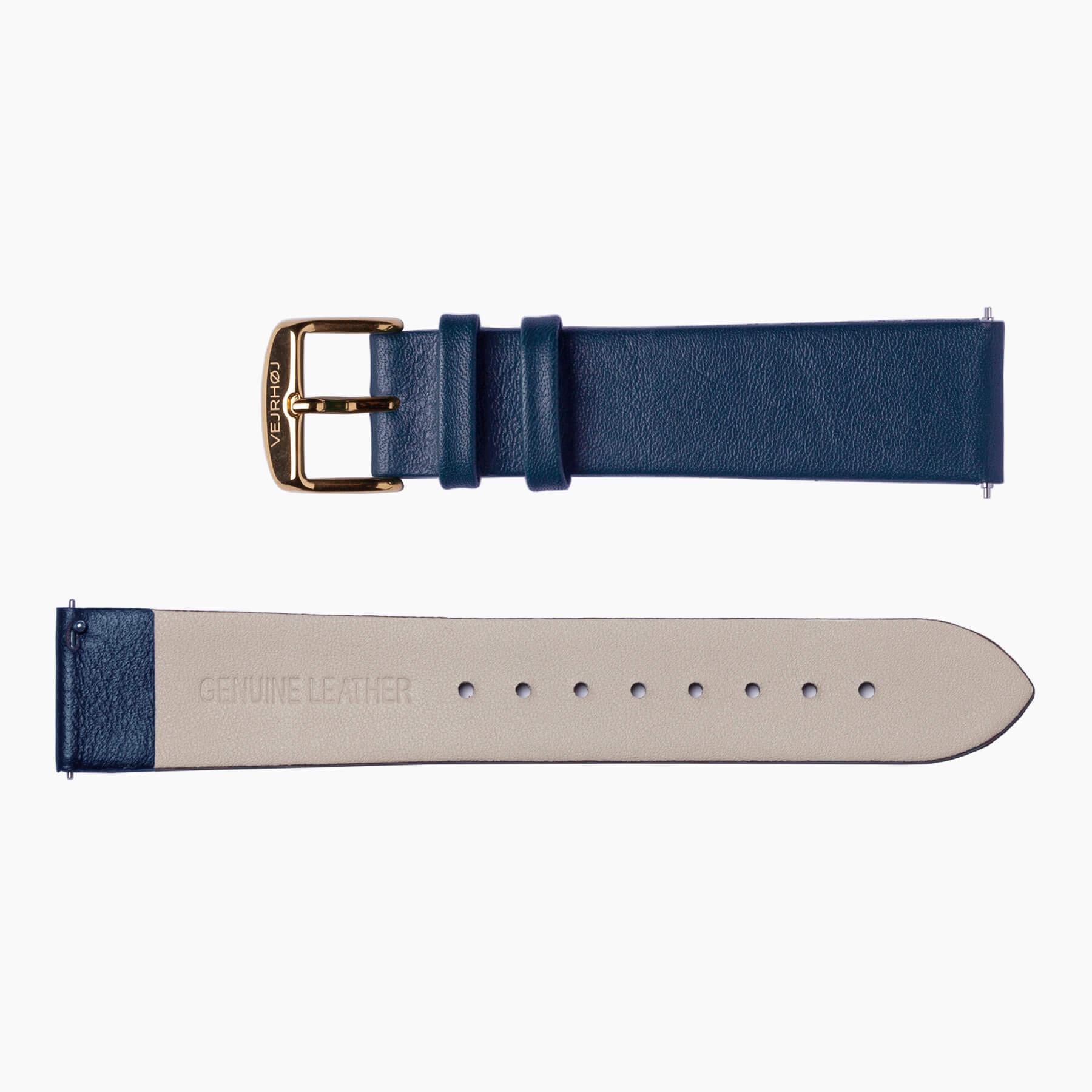 Blue strap with gold buckle