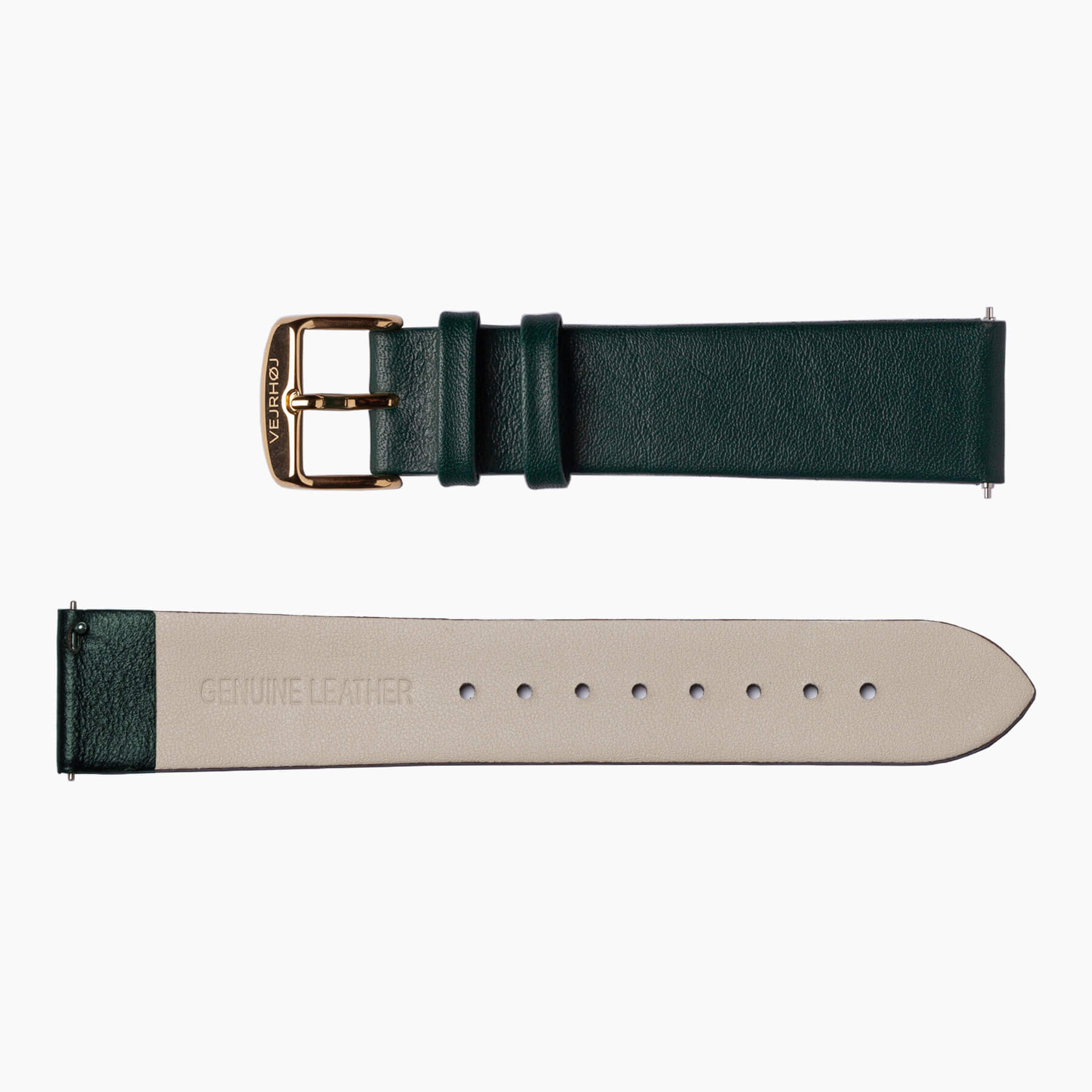 Green strap with gold buckle