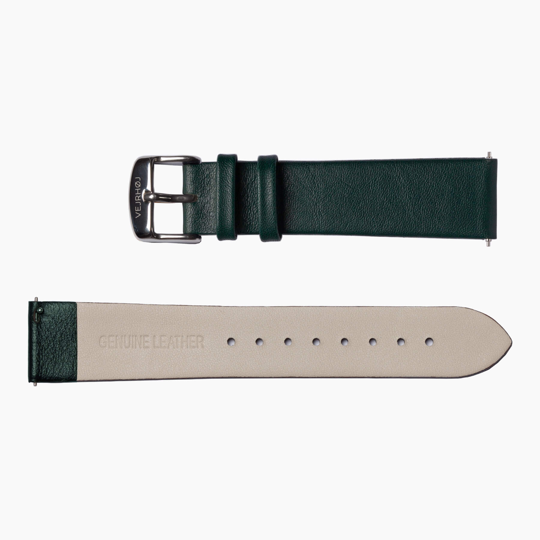Green strap with silver buckle
