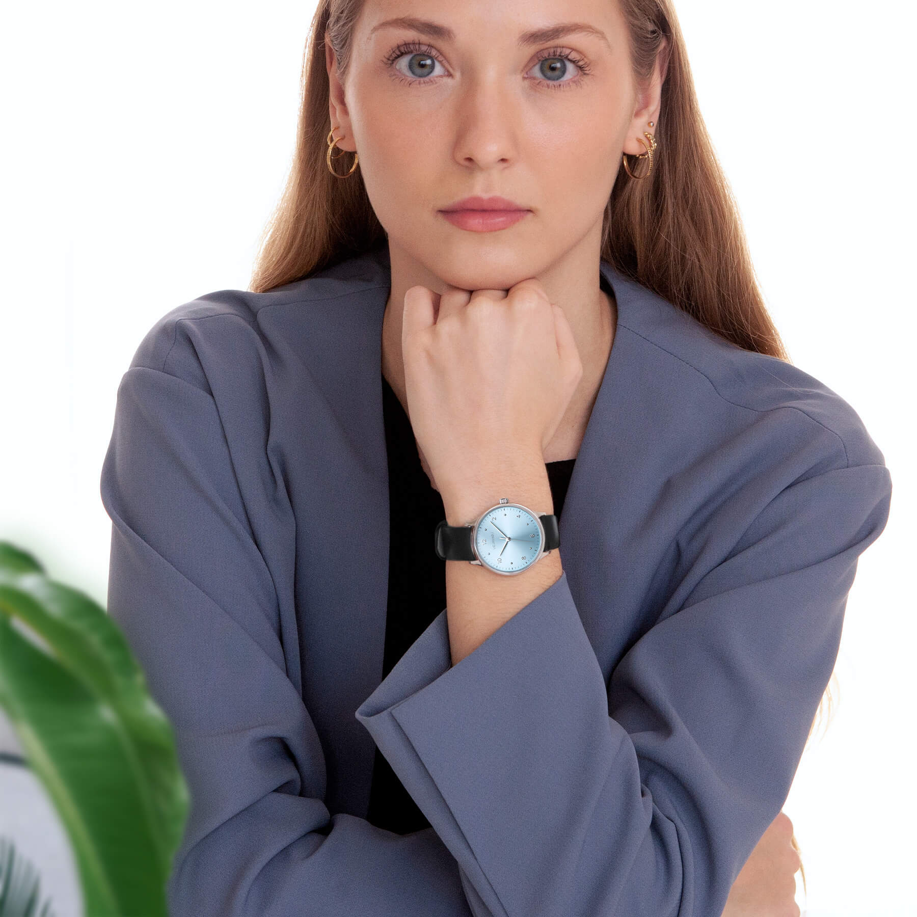 Vejrhøj | Petite Royal blue. Sunray dial featured blue watch with a cold silvery look