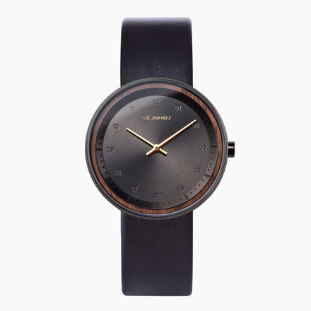 BLACK & GOLD - Black Walnut Dial / Gold Hands / Leather